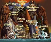 A map of Koridai, labeled with the ridiculous names of all the locations on it.