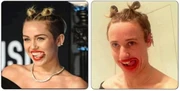 Miley Cyrus before and after getting stoned.