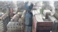Liverpool's aerial view in the anime.
