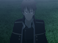Raishin in an Academy student formal coat in the anime.