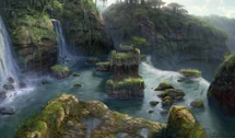 Concept art des chutes d'eau