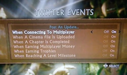 The Twitter update menu.