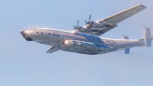 The plane in mid-flight