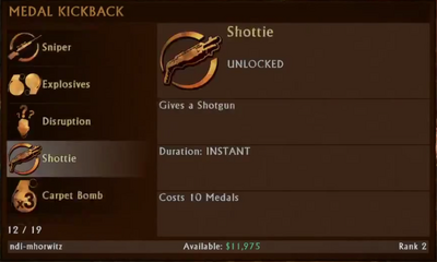 Shottie Selection Menu .