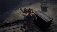 A Hunter grappling the player.
