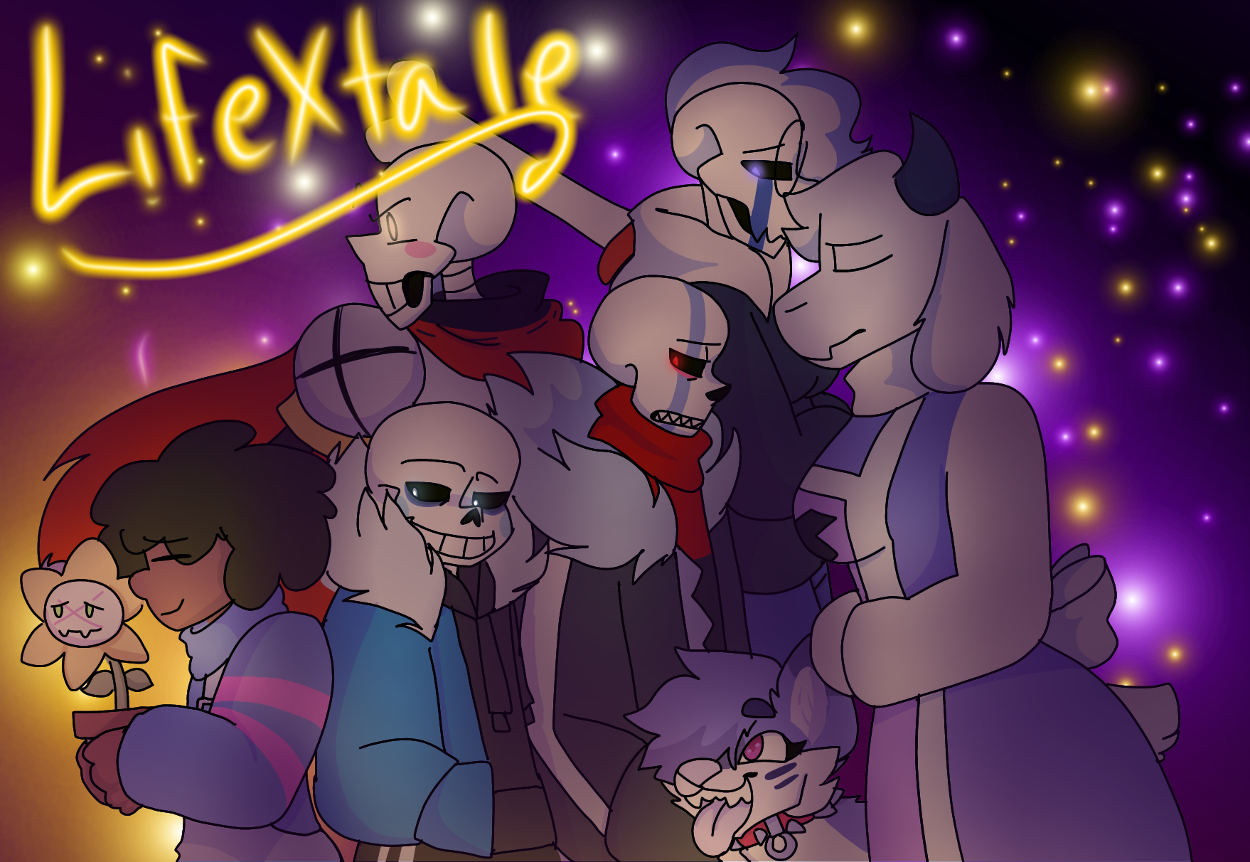 Undertale fandom vs AU fandoms in a nutshell (Background made by