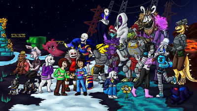 Undertale fandom vs AU fandoms in a nutshell (Background made by