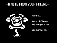 Фото на последней странице руководства Undertale Демо, если протагонист убил Ториэль