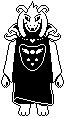 En la segunda fase de Asriel en batalla o primera fase en batalla, la Delta Rune puede ser vista en su túnica.