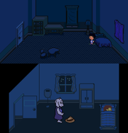 Une comparaison entre la chambre à la fin de la True Pacifist Route et la chambre de Ness.