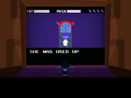 Врата ледяного дворца с Дельта-руной и замочной скважиной, ведущие в тёмную комнату