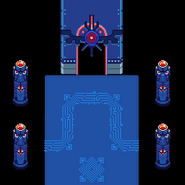 Герб Дельта-руны можно увидеть над некоторыми дверями ЯДРА