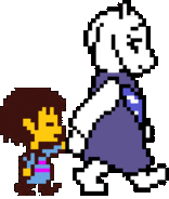 Walk.gif (23 kio) Toriel menant Frisk à travers une dangereuse énigme dans les Ruines.