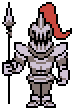 An unused sprite of Undyne wearing her armor with her old spear design