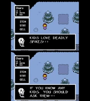 Papyrus demandant au protagoniste de demander quelque chose à un enfant.