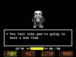 Battle against Sans.