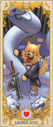 Lesser Dog's official tarot card as the Page of Swords[1]