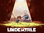 Frisk as seen on the promotional image for the Undertale Kickstarter campaign.