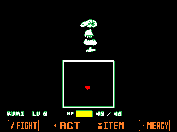 O Jogador, representado pelo coração vermelho, está desviando de ataques inimigos