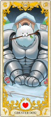 Greater Dog's tarot card as Major Arcana VIII, "Strength".