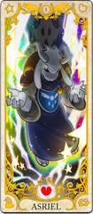 Asriel's official tarot card of his first form on a True Pacifist Route, as Major Arcana I, "The Magician."[28]