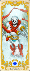 Papyrus's official tarot card as Major Arcana V, "The Hierophant"