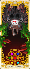 Photoshop Flowey's tarot card as Major Arcana XVI "The Tower"