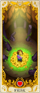 Frisk's official tarot card, renamed to "the human" in the official merchandise page, as Major Arcana 0, "The Fool."[16]