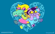 Bratty and Catty design on a cotton shirt, "So Hyped" which is sold on Fangamer