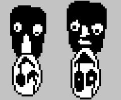 Mystery Man sprites upside down, before n' afta interaction.