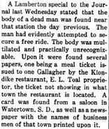 Redwood County John Doe, 1909, Minnesota ACCIDENT