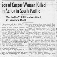 Jack Earl Hill NA1.jpg (449 KB) The Casper Tribune (January 6, 1944) reporting Hill's death.