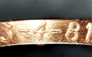 Wedding ring with date on the inside.