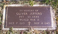 Oliver Jeffers Grave.jpg (693 KB) Oliver Jeffers' grave at Fairview Cemetery in Huntsville, Tennessee. Note that "1945" is the incorrect year and "1944" is the correct year.