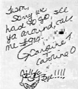 Note from the unidentified "Carolines"