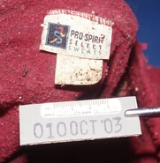 Label from red sweatpants