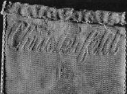 Close-up of label on pants