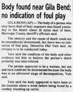 Gila Bend Jane Doe, 1982 SUSPECTED EXPOSURE
