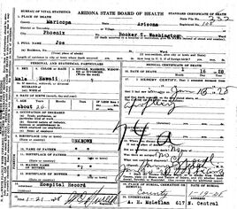 Joe (1928) Death Certificate