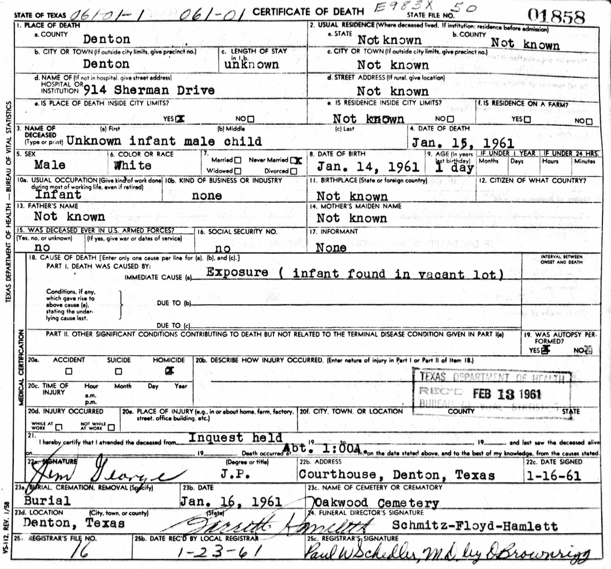 Denton County John Doe (1961) Unidentified Wiki Fandom