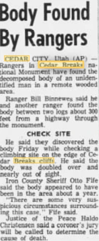 The Ogden Standard-Examiner (July 17, 1964) article on the case.