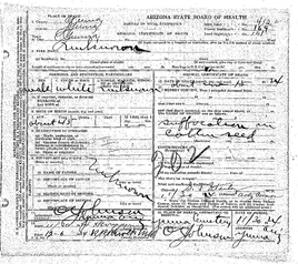 Yuma John Doe (1924) Death Certificate
