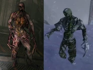 A sinistra, un Puker in Dead Space 2. A destra, un Puker in Dead Space 3 su Tau Volantis.