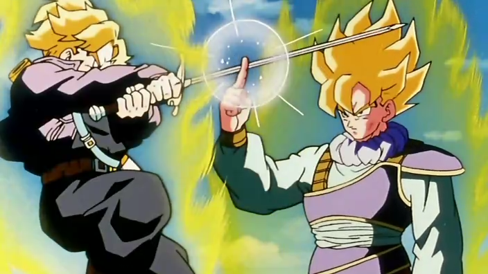  Trunks del Futuro (Super Saiyan) vs Goku (Super Saiyan)