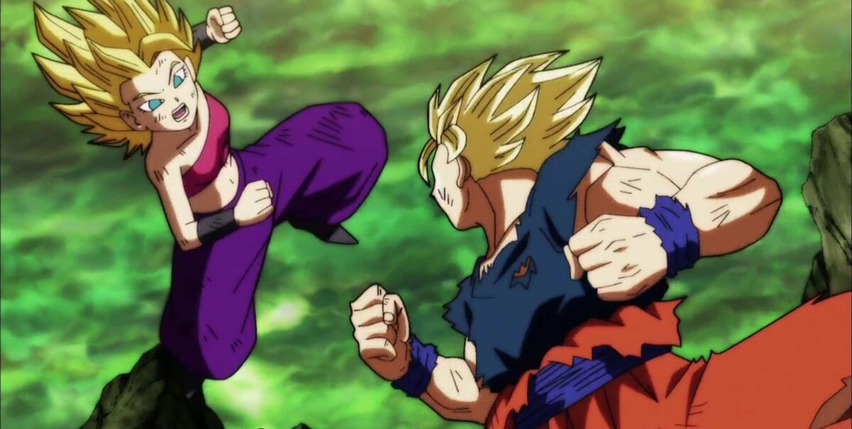 Goku Super Saiyan 2 vs Caulifla Super Saiyan 2 - Dragon Ball Super Episode  113 English Sub - video Dailymotion