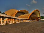 The iconic golden snail IMAX at Taman Mini Indonesia Indah, Jakarta, Indonesia, since 1975
