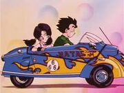 Videl and Gohan in a car