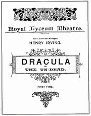 Program for the 1897 Lyceum Theatre stage production of Bram Stoker's Dracula, or The Undead