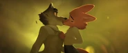 Diane surprise kisses Wolf, finally confessing her love for him by sharing their very first kiss.