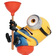 A short one eye Minion with half bald thick hair.